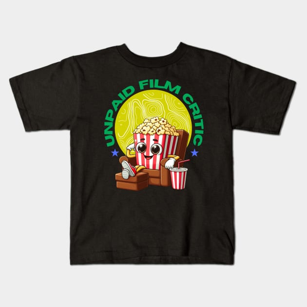 Unpaid Film Critic: Vintage Cinema, Motion Picture Lover and Movie Enthusiast Kids T-Shirt by Teebevies